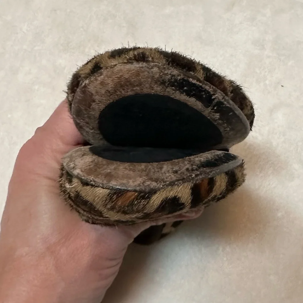 Brown and Black Leopard Pattern Mohair Flats